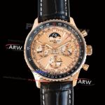 Swiss Replica Breitling Navitimer B19 Chronograph 43 Perpetual Calendar Copper Dial Rose Gold Watch